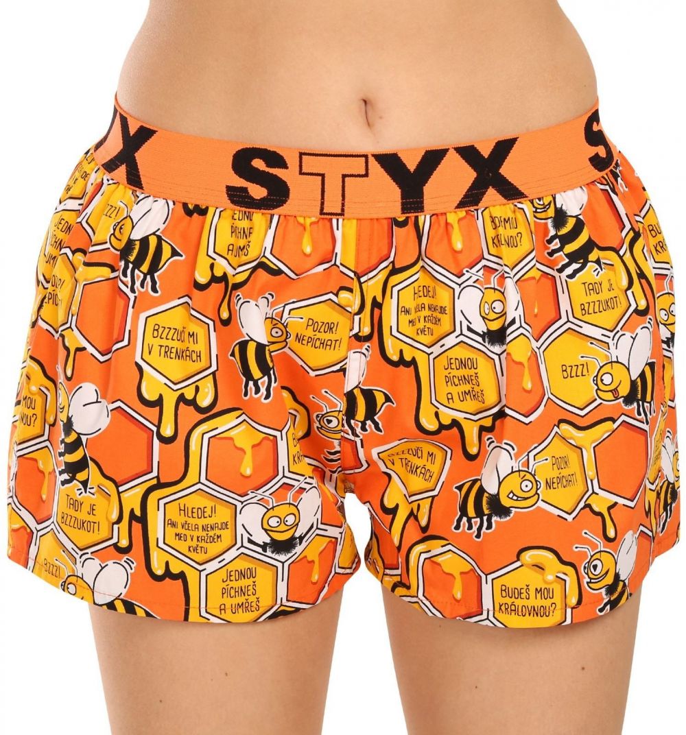 Oranžové dámske vzorované trenírky na spanie Styx Včielky
