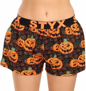Černo-oranžové dámske vzorované trenírky na spanie Styx Halloween tekvica