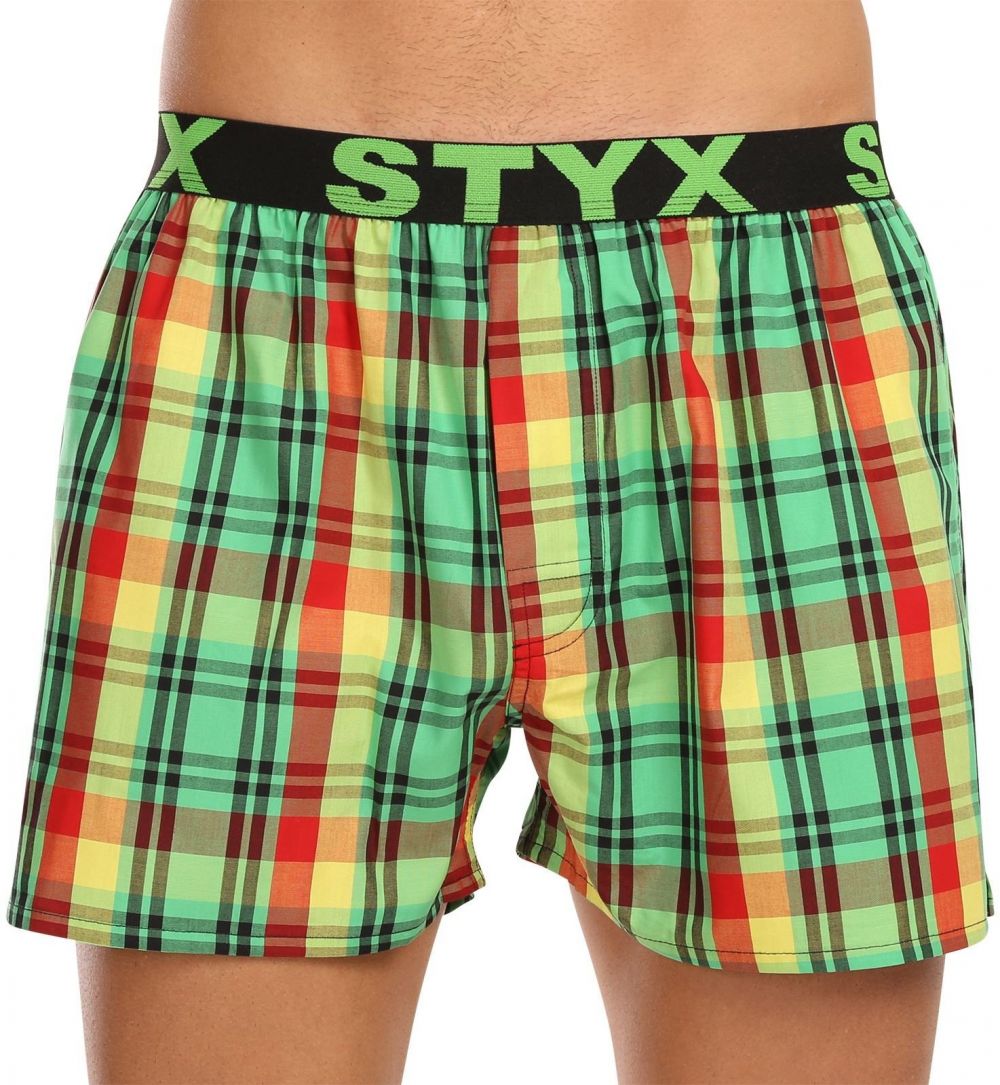 Červeno-zelené pánske kárované trenírky Styx