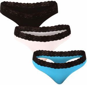 3PACK women's Styx thong with lace multicolor