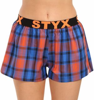 Oranžovo-modré dámske kockované trenírky Styx