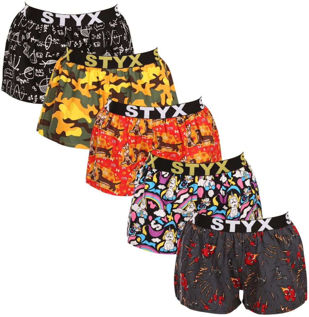 5PACK Women's Boxer Shorts Styx art Sports Rubber Multicolored