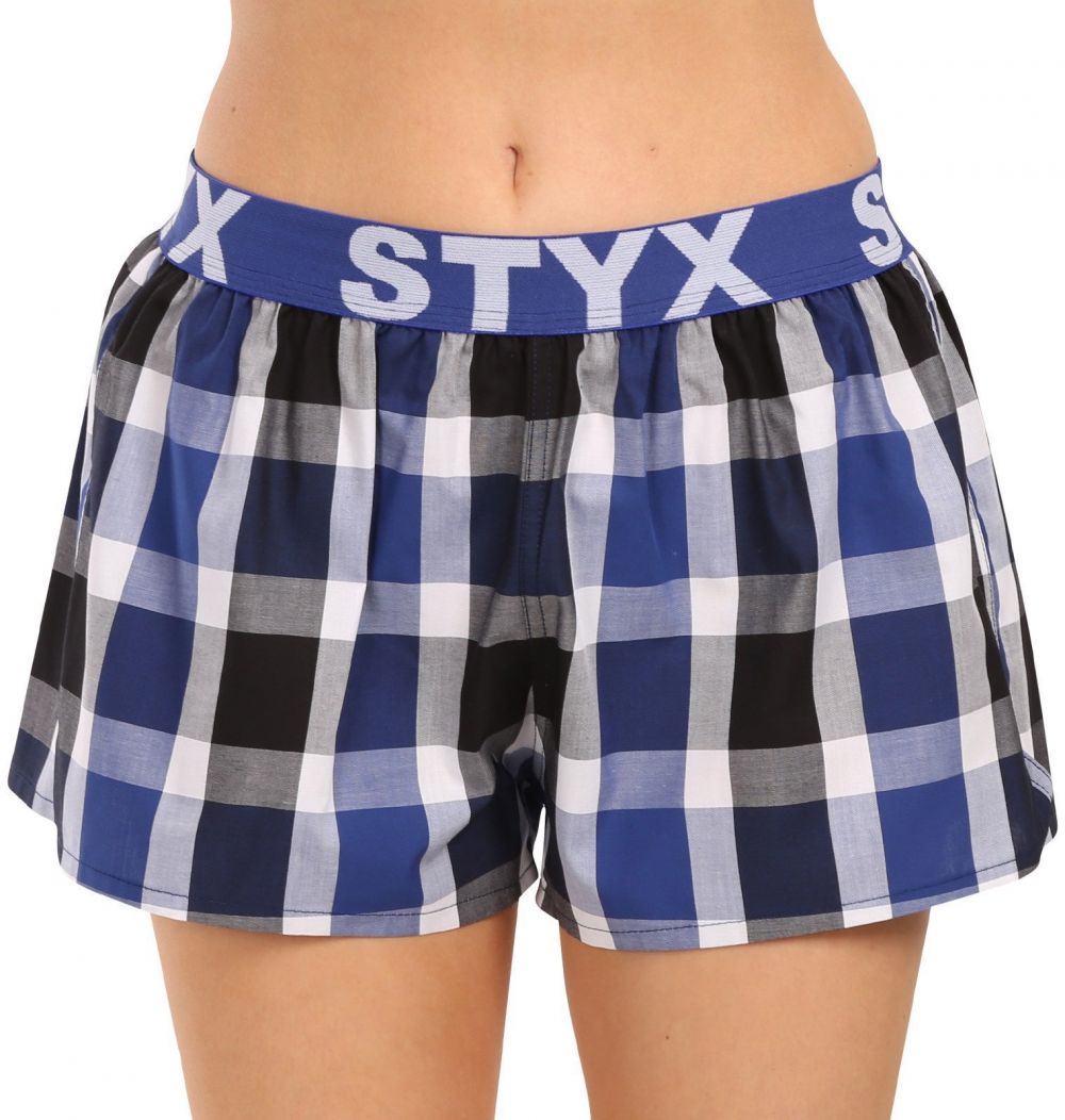 Čierno-modré dámske kockované trenírky Styx