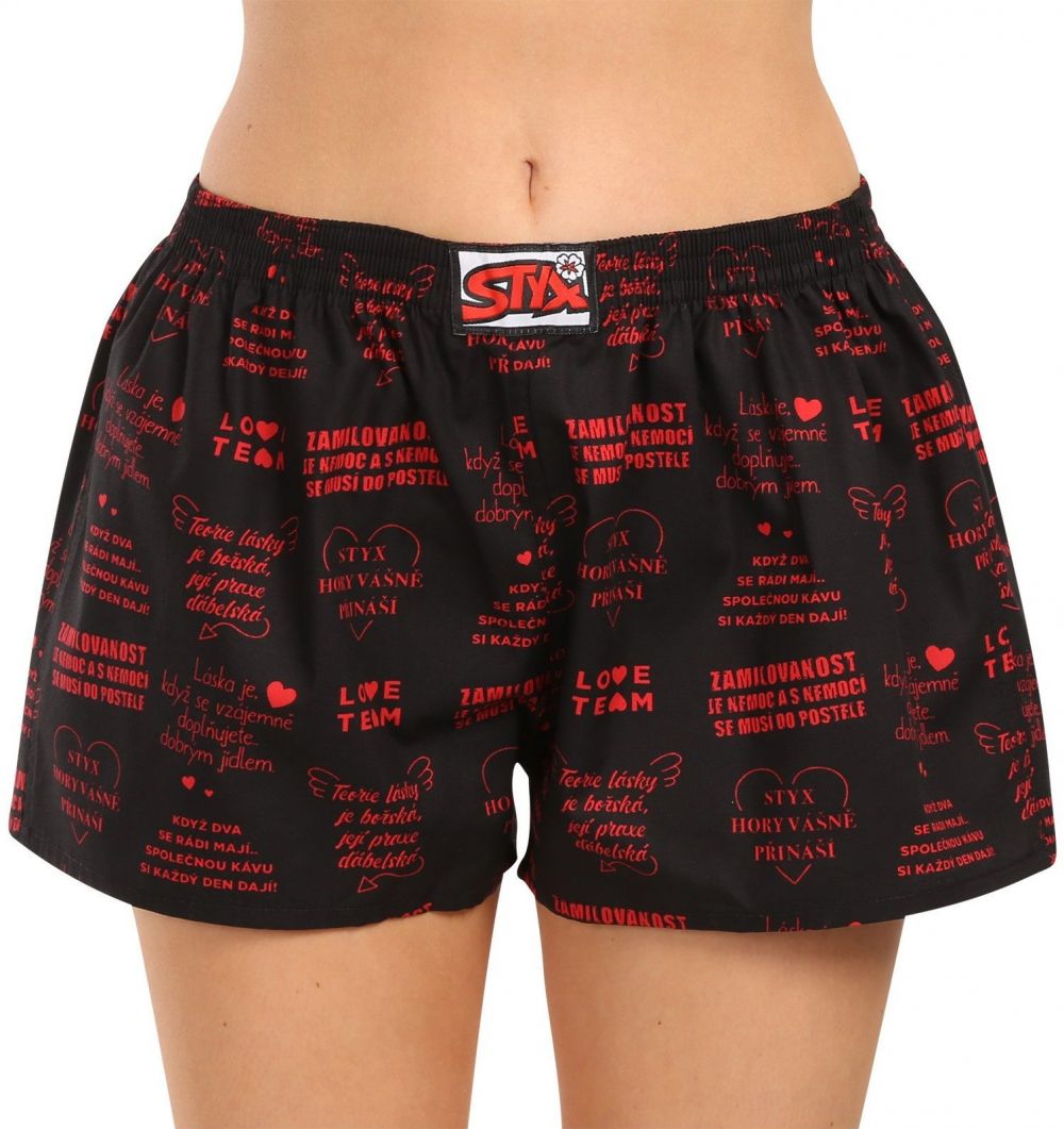 Women's boxer shorts Styx art classic elastic Valentine's Day texty