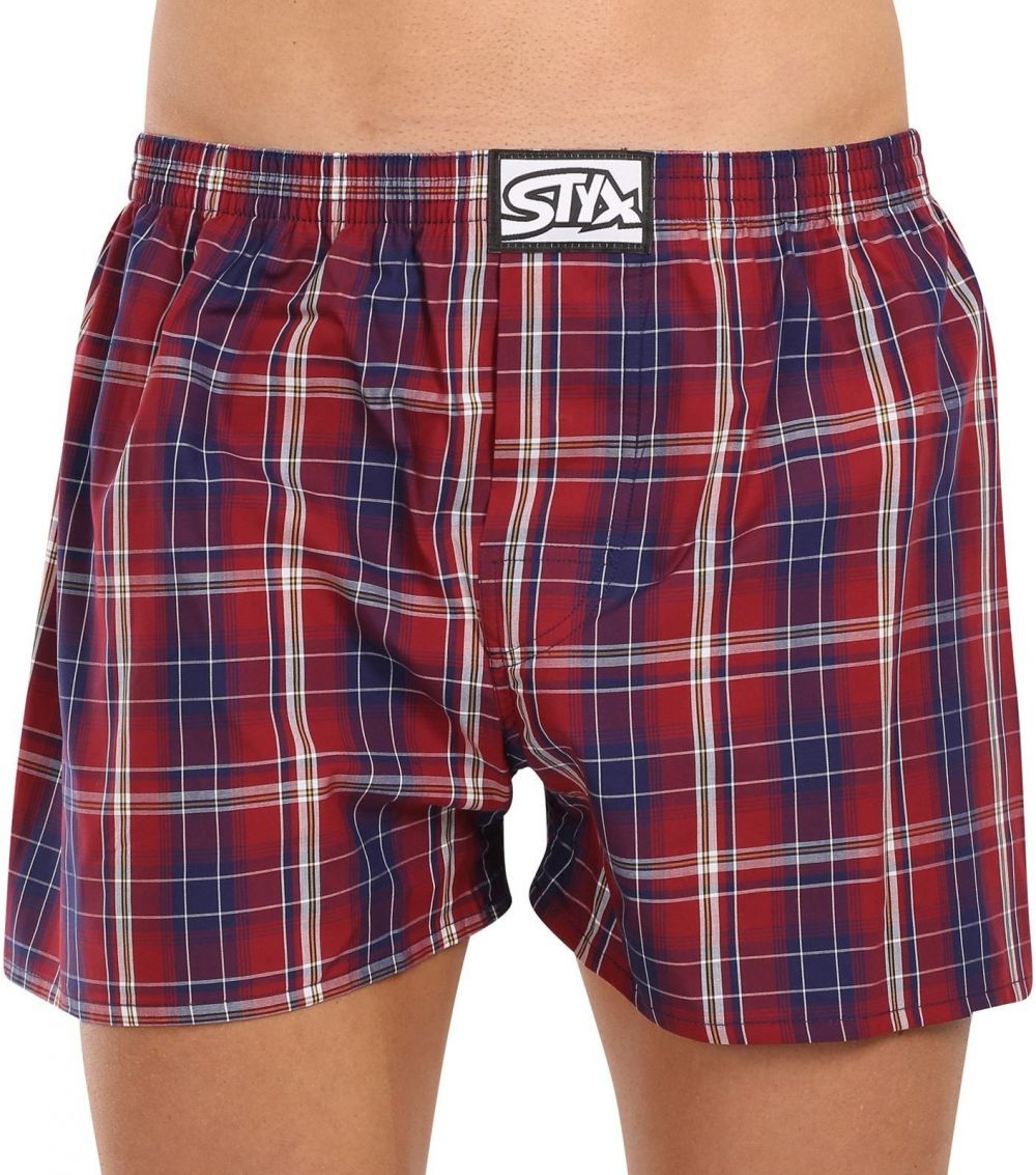 Vínové pánske kockované trenírky Styx