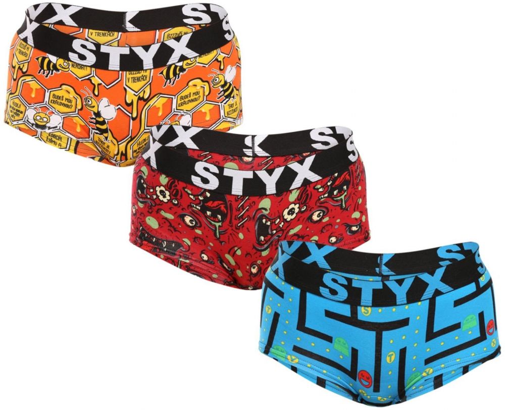 3PACK women's panties Styx art with leg loops multicolored