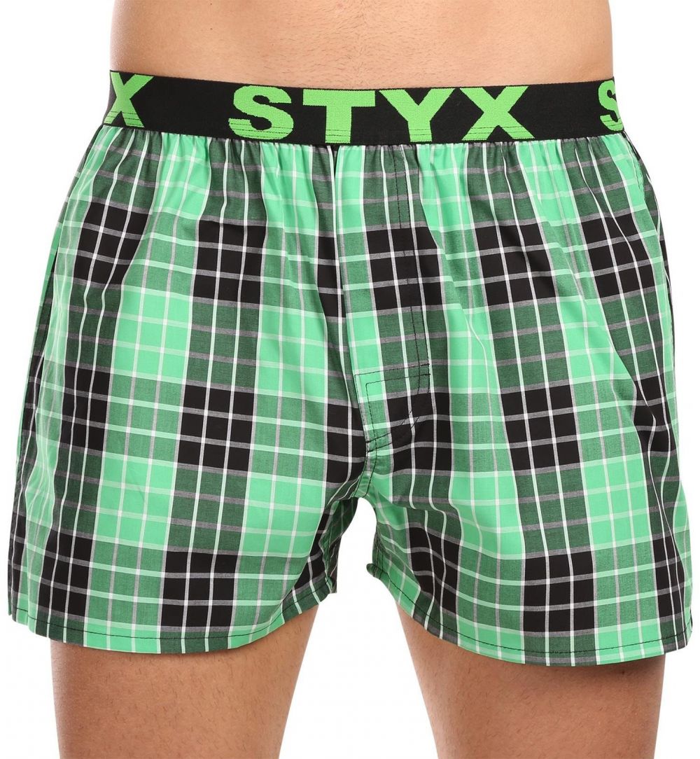 Čierno-zelené pánske kockované trenírky Styx