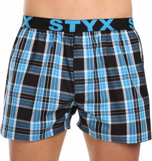 Čierno-modré pánske kockované trenírky Styx