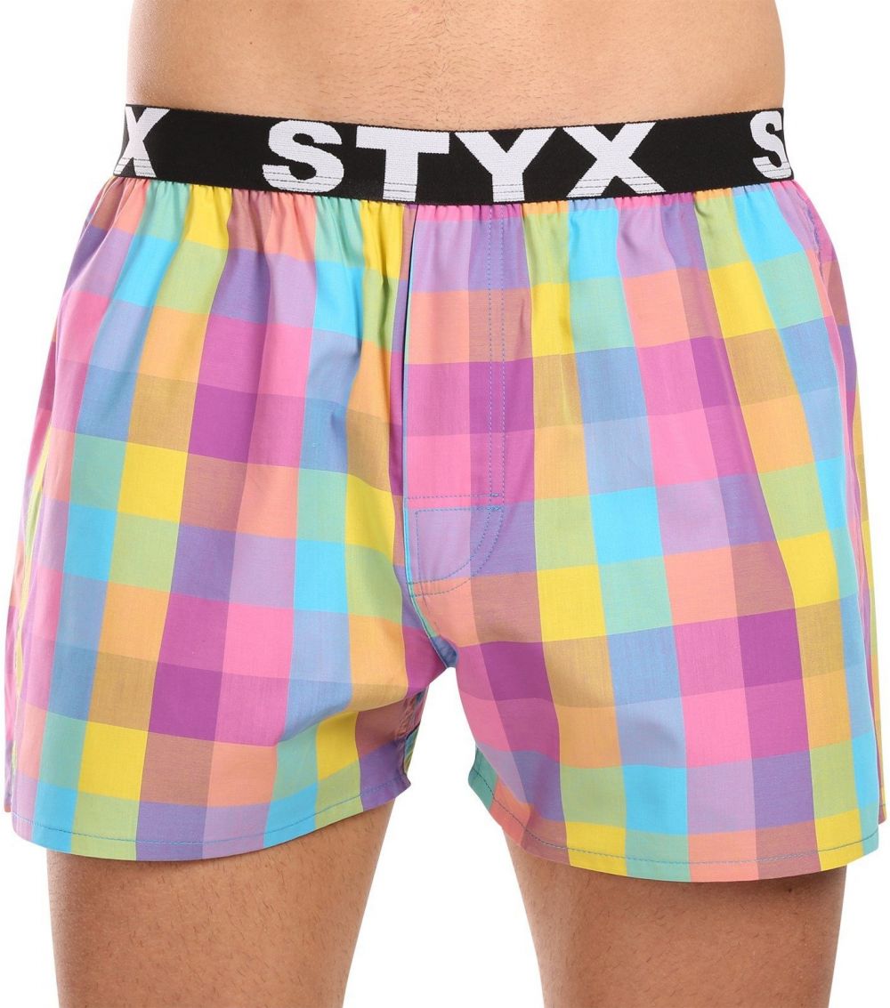 Modro-ružové pánske kockované trenírky Styx