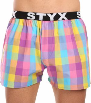 Modro-ružové pánske kockované trenírky Styx