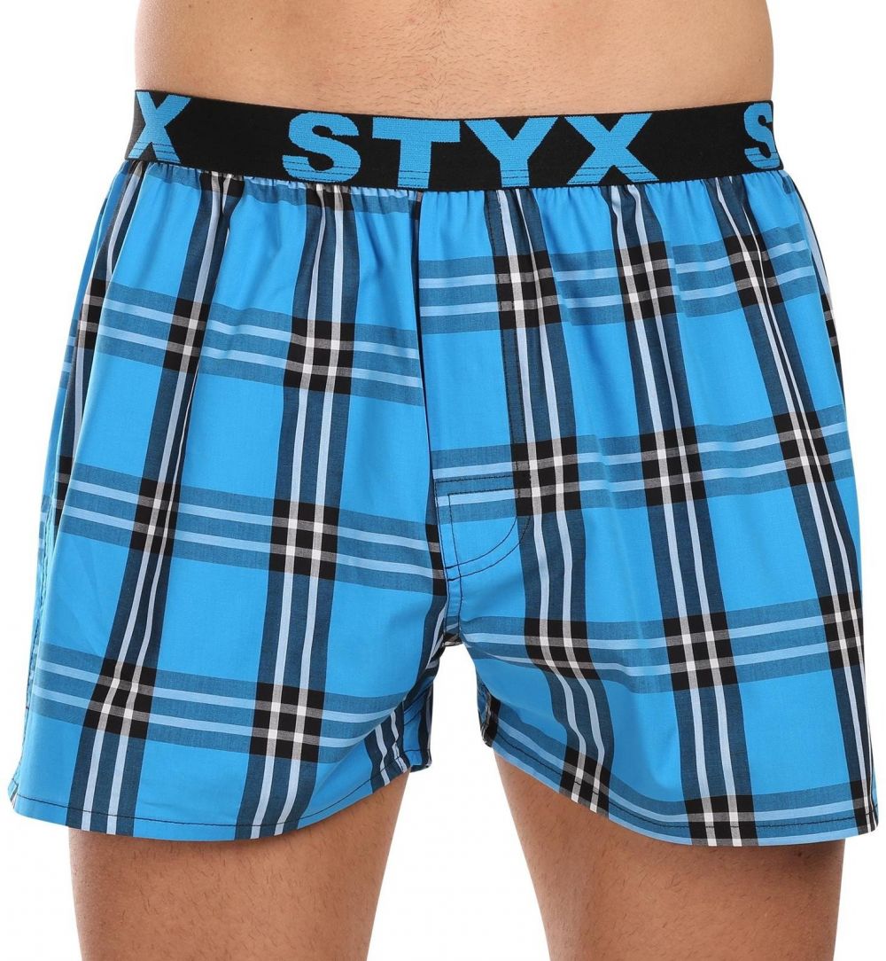 Modré pánske kockované trenírky Styx