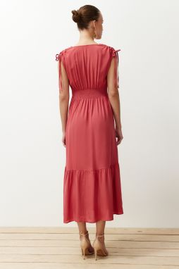 Trendyol Dried Rose Skirt Flounce Maxi Woven Dress