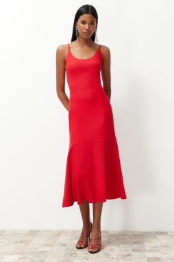 Trendyol Red Fitted Strap Woven Dress