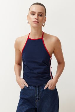 Trendyol Navy Blue Color Block Regular/Normal Fit Barbell Knitted Blouse