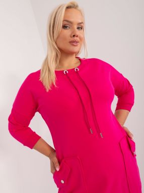 Plus size fuchsia sweatshirt dress with drawstring