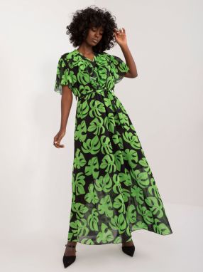 Black and green maxi dress with print