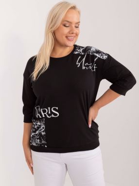 Black blouse plus size with 3/4 sleeves