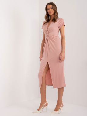 Dusty Pink Fitted Short Sleeve Dress
