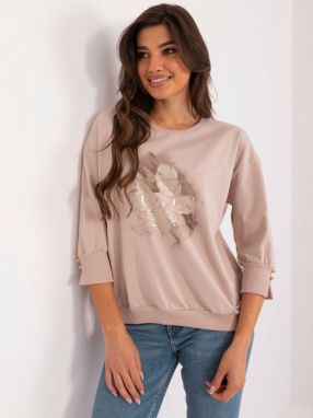 Beige cotton blouse with print