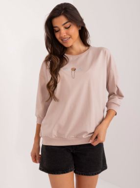 Beige women's blouse with rhinestones