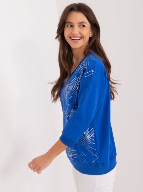 Cobalt blue women's blouse with cuffs