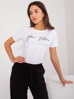 White women's T-shirt with a round neckline