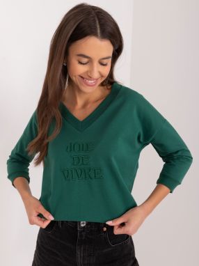 Dark green women's casual blouse with inscription
