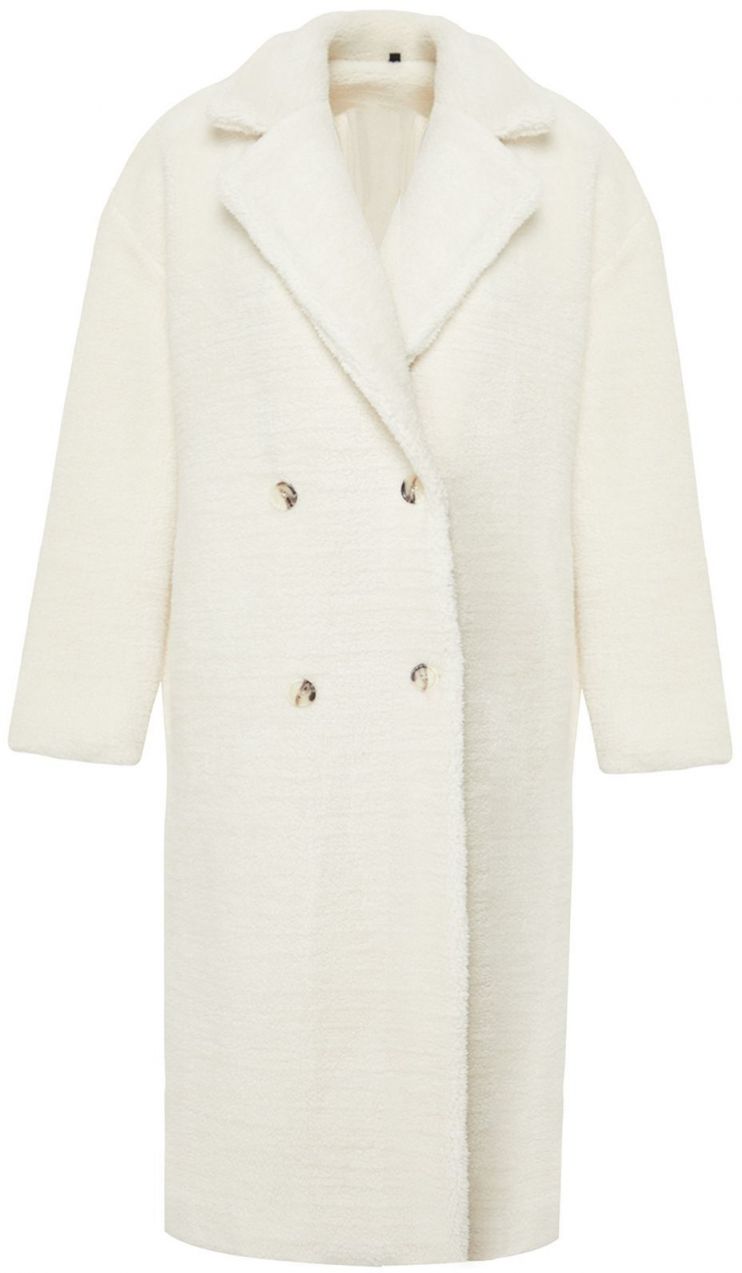 Trendyol Ecru Double Breasted Oversize Plush Coat