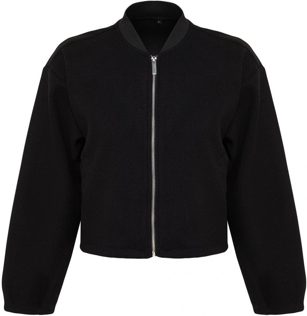 Trendyol Black Oversize Stamp Bomber Jacket Coat