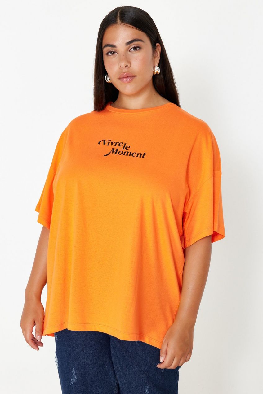 Trendyol Curve Orange 100% Cotton T-shirt