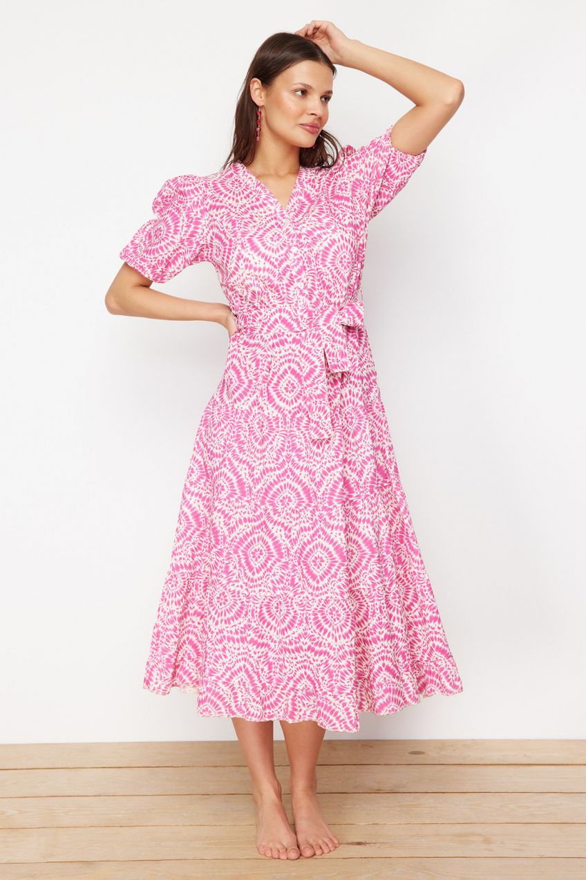 Trendyol Ethnic Patterned Midi Woven Beach Dress