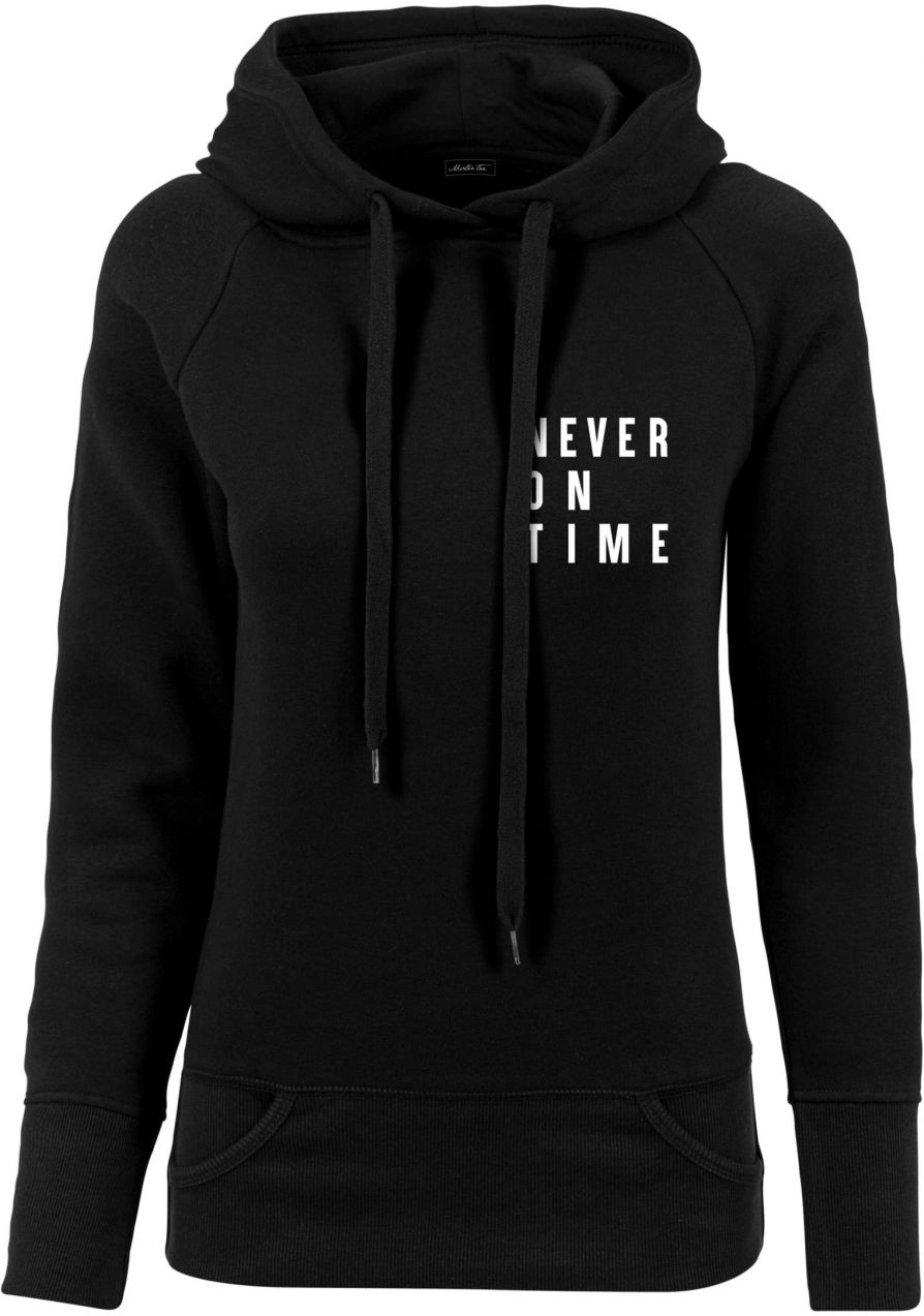 Ladies Never On Time Hoody Black