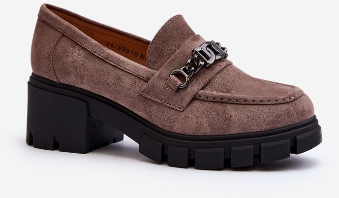Beige loafers Eriella with massive heels