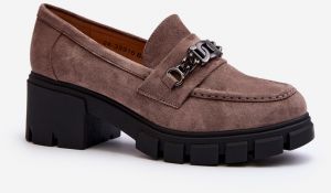 Beige loafers Eriella with massive heels
