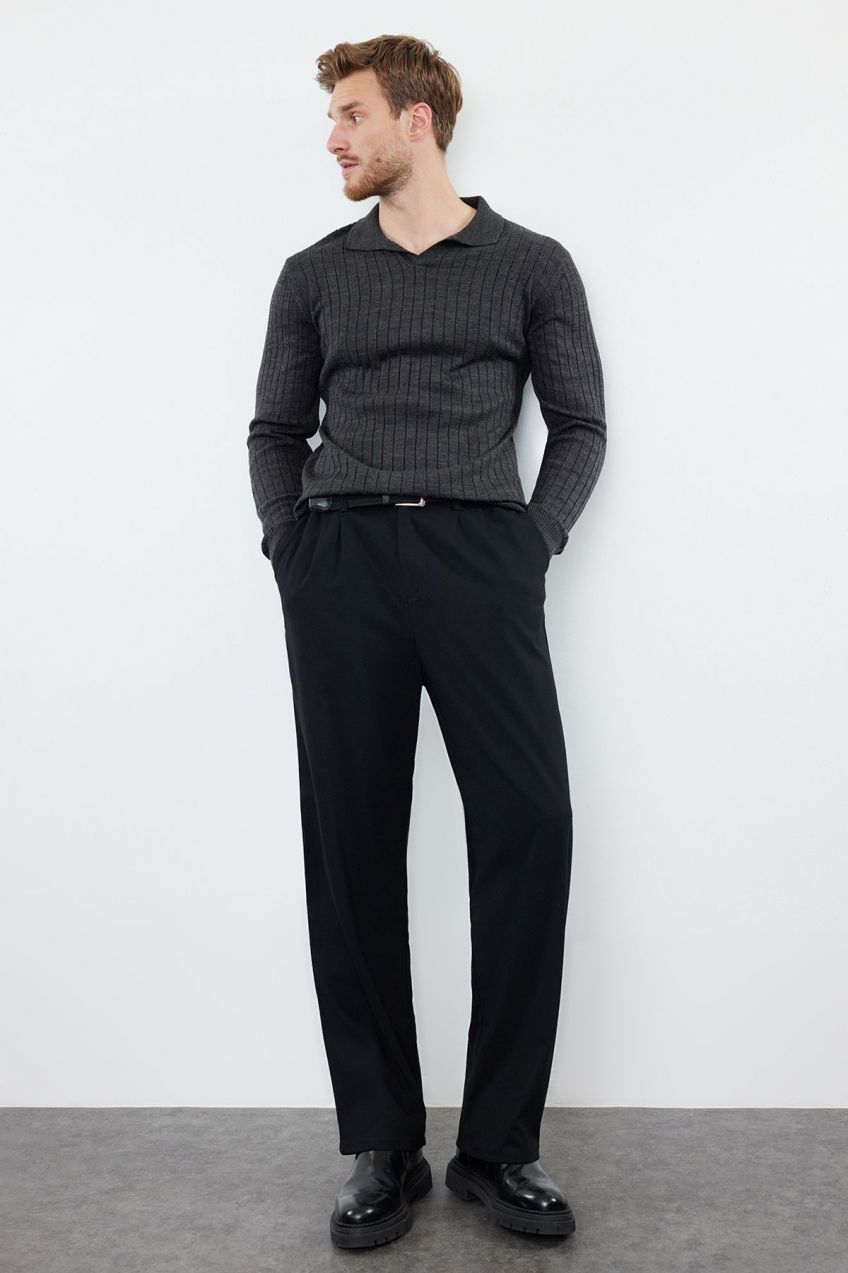 Trendyol Smoked Slim Polo Neck Plain Knitwear Sweater