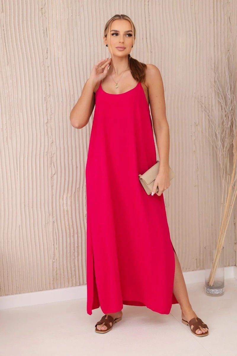 Women's dress with straps - fuchsia