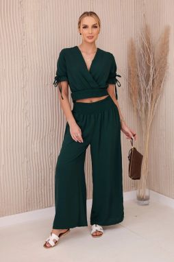 Women's blouse + trousers set - dark green