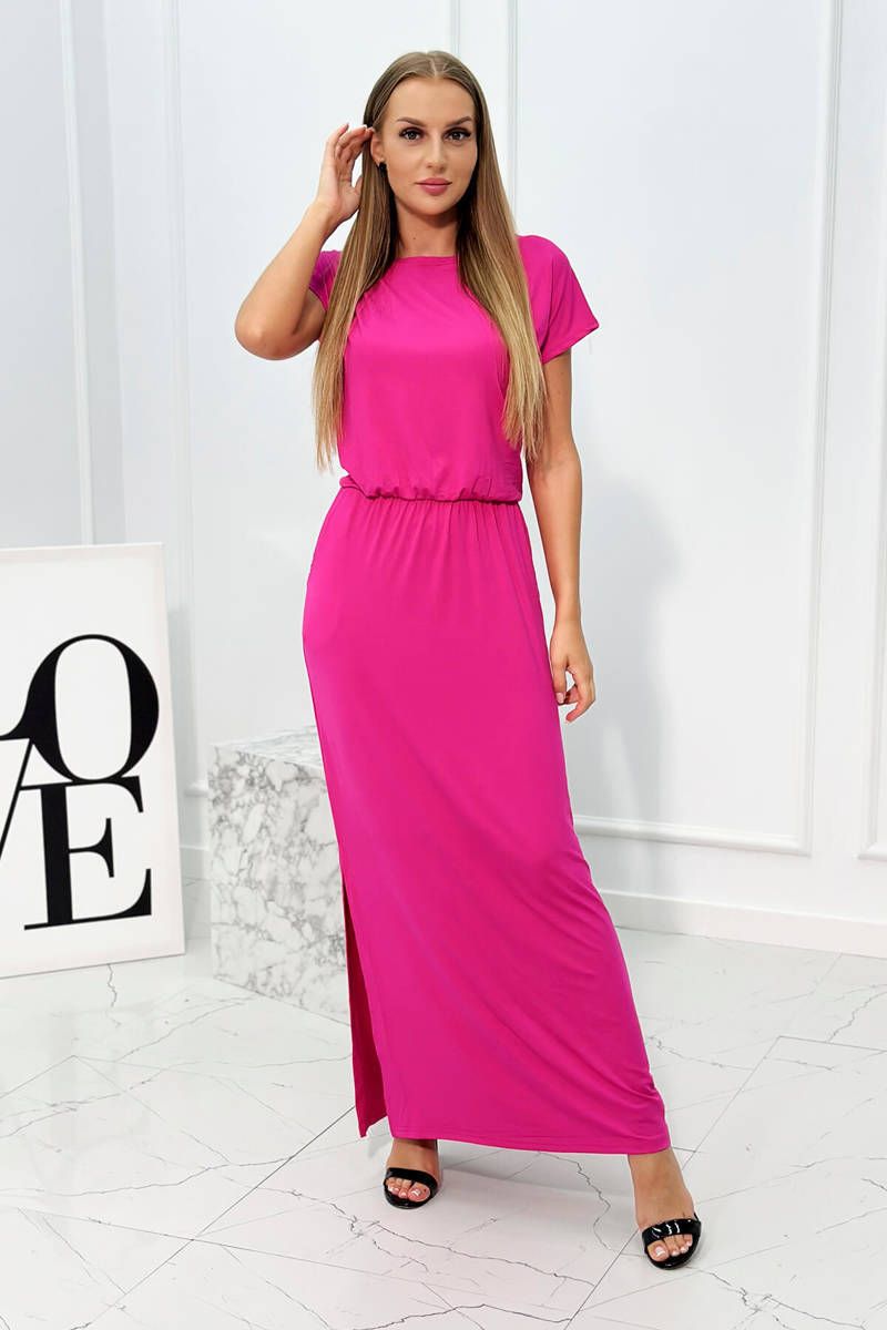 Viscose dress with fuchsia pockets