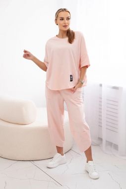 Women's set blouse + trousers - powder pink