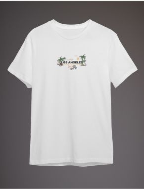 Trendyol White Los Angeles Printed Regular/Normal Cut T-shirt