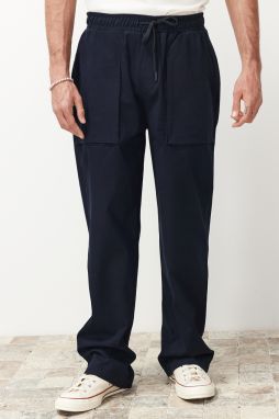 Trendyol Navy Blue Standard Fit Lace Waist Trousers