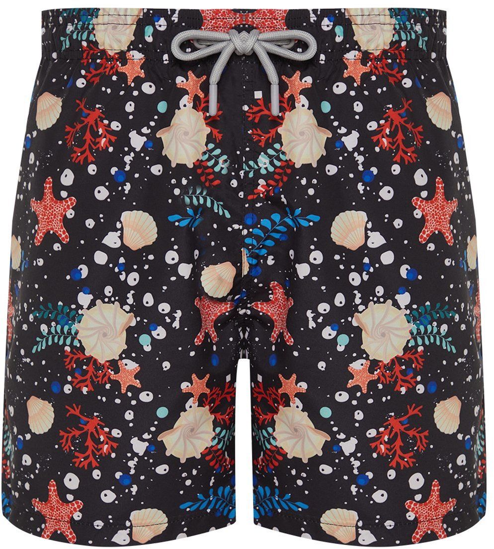 Trendyol Black Standard Size Starfish Patterned Beach Shorts