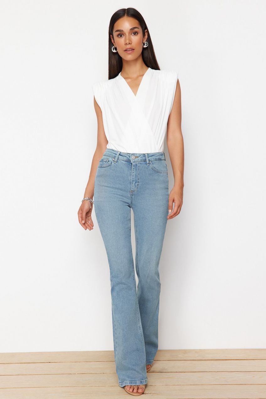 Trendyol Blue High Waist Flare Jeans