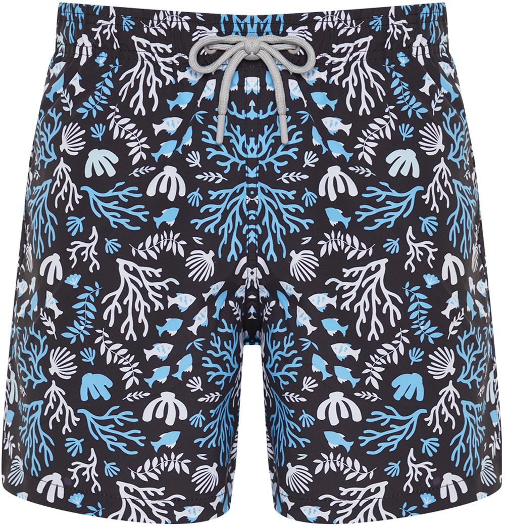 Trendyol Black Standard Size Coral Patterned Swim Shorts