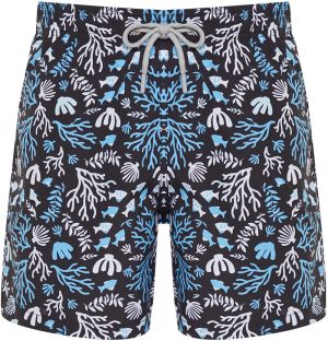 Trendyol Black Standard Size Coral Patterned Swim Shorts
