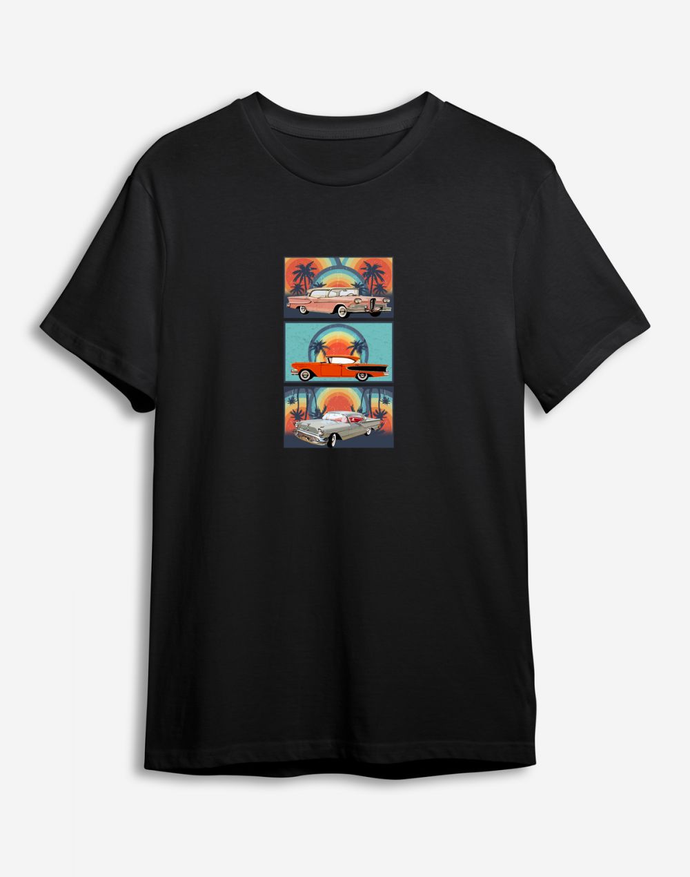 Trendyol Black Car Printed Regular Cut T-shirt