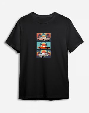 Trendyol Black Car Printed Regular Cut T-shirt