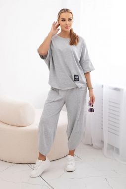 Women's set blouse + trousers - light grey