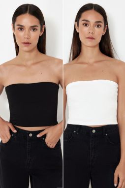 Trendyol Black-Ecru 2 Pack Stretchy Knitted Blouse