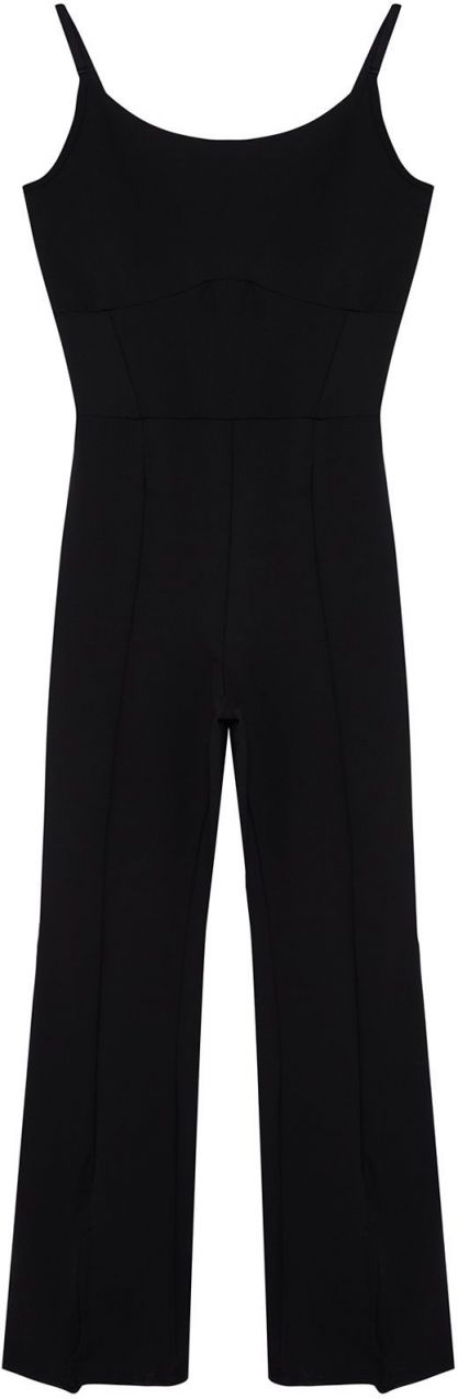 Trendyol Curve Black U-Neck Scuba Knitted Jumpsuit